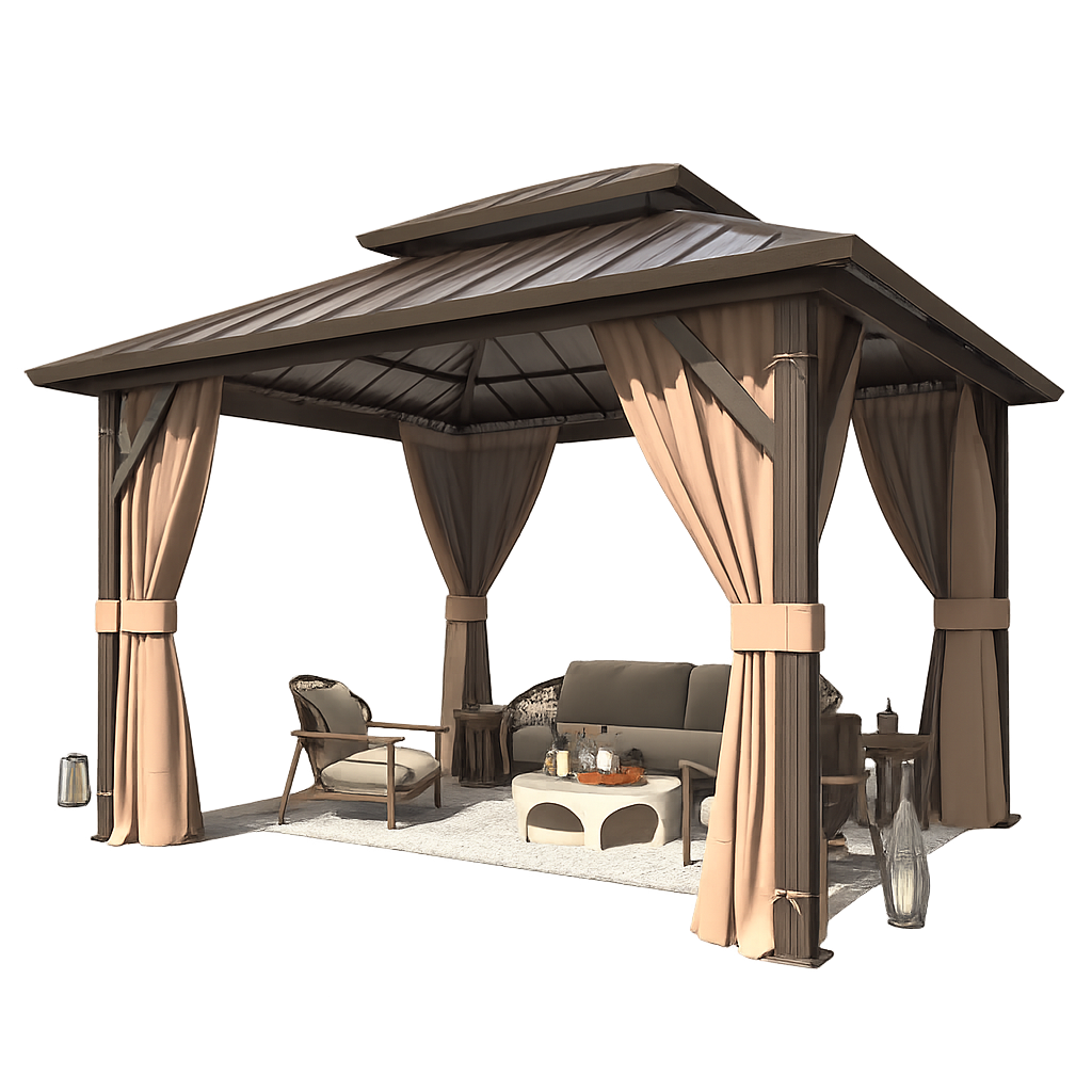 Completed aluminum gazebo assembly